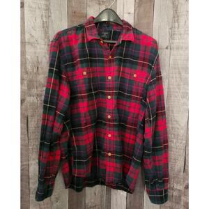 J.CREW Flannel SHIRT Red Plaid Long Sleeve Button Down Men's size XL